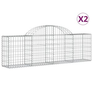 vidaXL 2 db &iacute;ves horganyzott vas gabion kos&aacute;r 200x30x60/80 cm