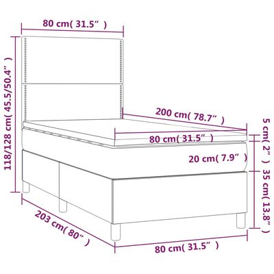 vidaXL szürke műbőr rugós ágy matraccal 80 x 200 cm