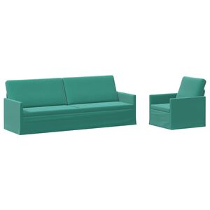 vidaXL Kanap&eacute; Szett 2 pcs T&uuml;rkiz B&aacute;rsony