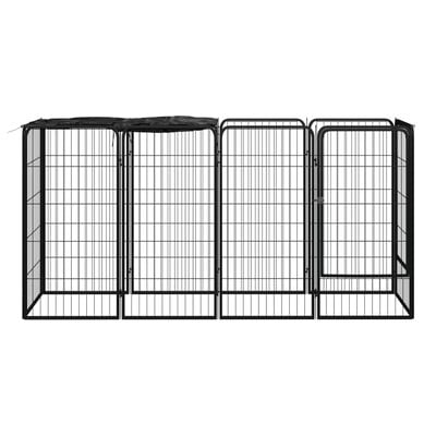 vidaXL 10-paneles fekete porszórt acél kutyakennel 50 x 100 cm
