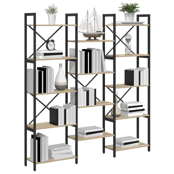 vidaXL K&ouml;nyvespolc Sonoma t&ouml;lgy 156 x 25 x 167 cm Faanyag