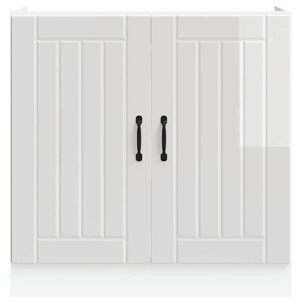 vidaXL mosd&oacute;aljzatos szekr&eacute;ny Lucca magasf&eacute;nyű feh&eacute;r szerelt fa