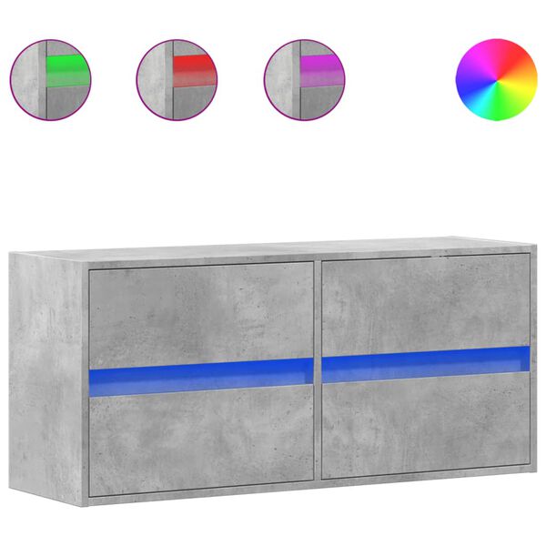 vidaXL betonsz&uuml;rke falra szerelhető TV-szekr&eacute;ny LED-del 100x31x45 cm