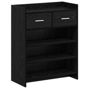 vidaXL Cipőszekr&eacute;ny fi&oacute;kkal Fekete T&ouml;lgy 73,5 x 36 x 92 cm Szerelt Fa