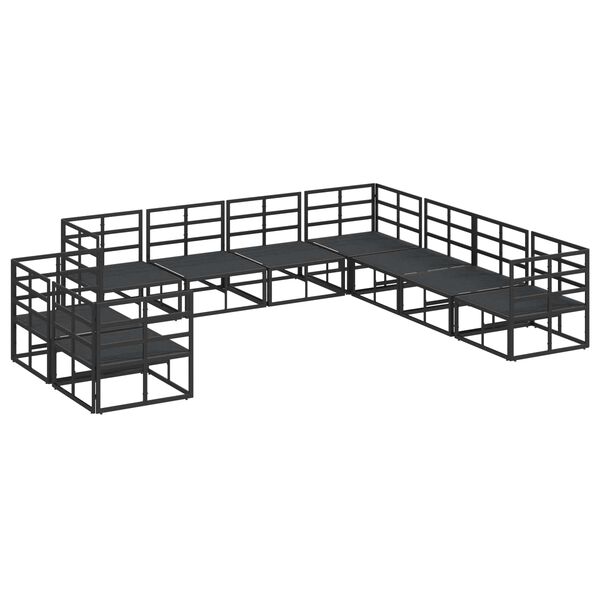 vidaXL Kerti Kanap&eacute; Szett p&aacute;rn&aacute;val 9 pcs Fekete Alum&iacute;nium