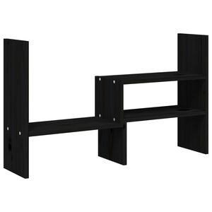 vidaXL fekete t&ouml;m&ouml;r fenyőfa monitor&aacute;llv&aacute;ny (39-72) x 17 x 43 cm