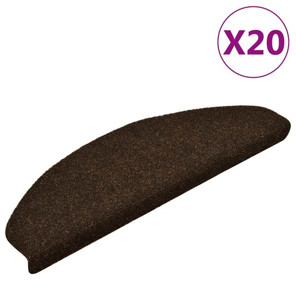 vidaXL 20 db &ouml;ntapad&oacute;s l&eacute;pcsőszőnyeg 65 x 21 x 4 cm barna f&eacute;lk&ouml;r alak&uacute; nagy