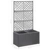 vidaXL fekete rácsos polyrattan magaságyás 2 kaspóval 58 x 30 x 107 cm
