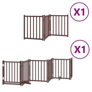 vidaXL barna ny&aacute;rfa 9 paneles &ouml;sszecsukhat&oacute; kutyakapu ajt&oacute;val 450 cm