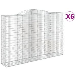 vidaXL 6 db &iacute;ves horganyzott vas gabion kos&aacute;r 300x50x200/220 cm