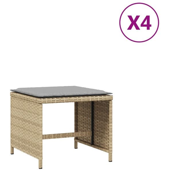 vidaXL 4 db vegyes b&eacute;zs polyrattan kerti sz&eacute;k p&aacute;rn&aacute;val 41 x 41 x 36 cm