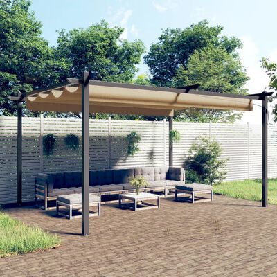 vidaXL tópszínű kerti pavilon behúzható tetővel 4 x 3 m
