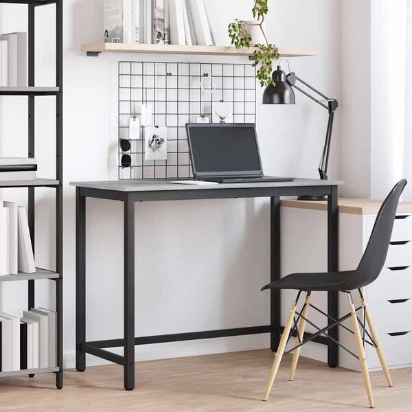 vidaXL asztal Sz&uuml;rke Sonoma 80 x 50 x 76,5 cm Műszaki fa &eacute;s ac&eacute;l