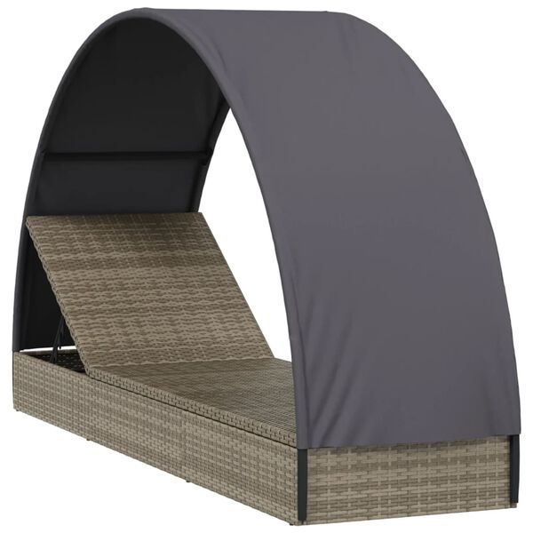 vidaXL sz&uuml;rke polyrattan nap&aacute;gy kerek tetővel 211 x 57 x 140 cm