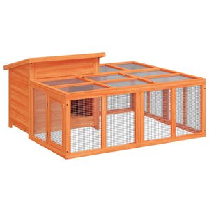 vidaXL barna t&ouml;m&ouml;r fenyőfa ny&uacute;lketrec 144 x 123 x 67,5 cm
