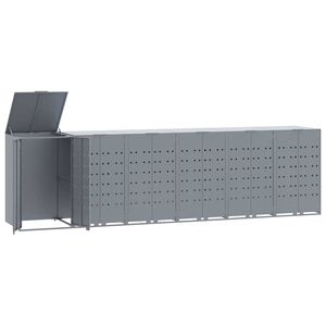 vidaXL sz&uuml;rke ac&eacute;l kerekes t&aacute;rol&oacute; 6 szemeteskuk&aacute;hoz 414 x 79 x 117 cm