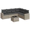 vidaXL 7 r&eacute;szes vil&aacute;gossz&uuml;rke polyrattan kerti &uuml;lőgarnit&uacute;ra p&aacute;rn&aacute;kkal