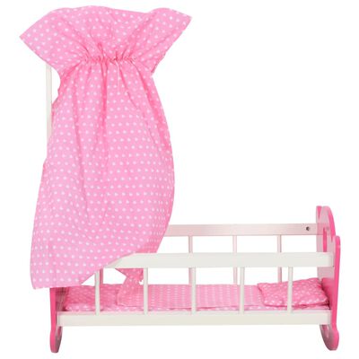 vidaXL rózsaszín MDF játék babaágy ágymennyezettel 50 x 34 x 60 cm