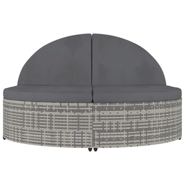 vidaXL 2 szem&eacute;lyes sz&uuml;rke polyrattan kerti napoz&oacute;&aacute;gy p&aacute;rn&aacute;val