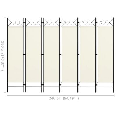 vidaXL krémfehér 6 paneles paraván 240 x 180 cm