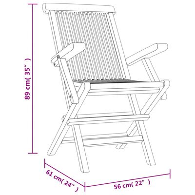 vidaXL 6 db szürke összecsukható tömör tíkfa kerti szék 56x61x89 cm