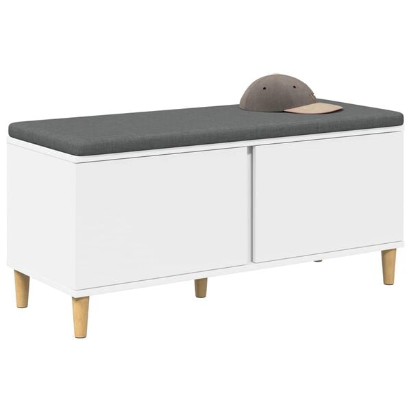 vidaXL Előt&eacute;r pad p&aacute;rn&aacute;val t&aacute;rol&oacute;val ajt&oacute;val Feh&eacute;r 100 x 38 x 46 cm