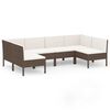 vidaXL 6 r&eacute;szes barna polyrattan kerti &uuml;lőgarnit&uacute;ra p&aacute;rn&aacute;kkal