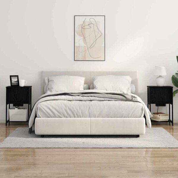 vidaXL &Eacute;jjeliszekr&eacute;ny Fekete t&ouml;lgy 38 x 31 x 61 cm Faanyag