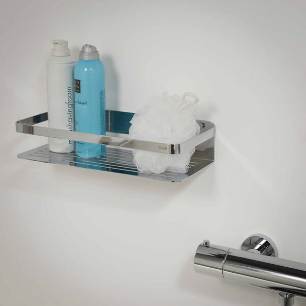 Tiger Caddy nagyméretű krómszínű fürdőszobai kosár