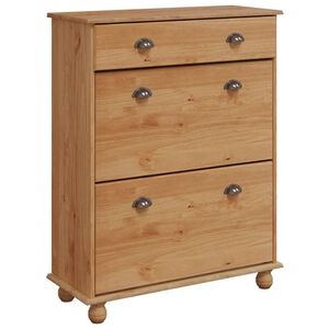 vidaXL Cipőszekr&eacute;ny fi&oacute;kkal ASKIM Barna 85 x 35 x 108 cm T&ouml;m&ouml;r fenyőfa