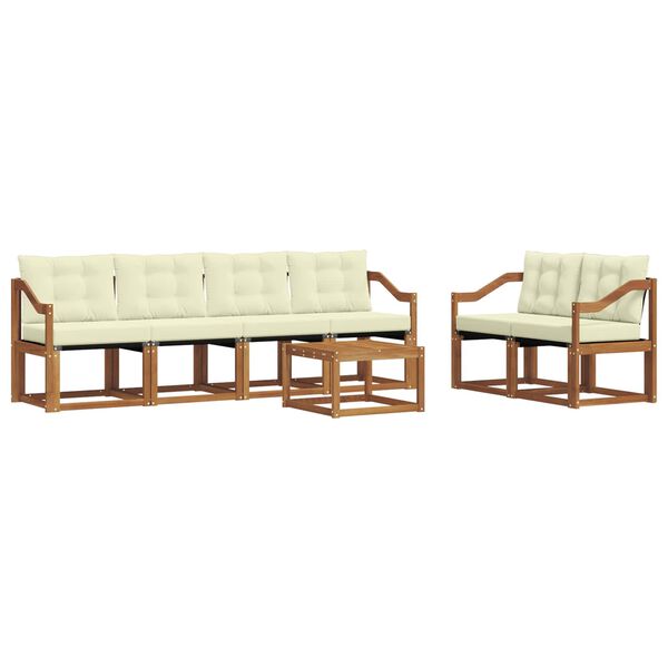 vidaXL K&uuml;lt&eacute;ri kanap&eacute; szett p&aacute;rn&aacute;val 7 pcs Term&eacute;szetes &eacute;s kr&eacute;msz&iacute;nű