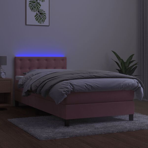 vidaXL r&oacute;zsasz&iacute;n b&aacute;rsony rug&oacute;s &eacute;s LED-es &aacute;gy matraccal 90x190 cm