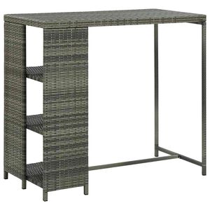 vidaXL sz&uuml;rke polyrattan b&aacute;rasztal t&aacute;rol&oacute;polccal 120 x 60 x 110 cm