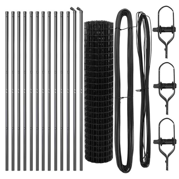 vidaXL Ker&iacute;t&eacute;s oszlopokkal Sz&uuml;rke 1 x 25 m Ac&eacute;l