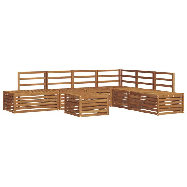 vidaXL K&uuml;lt&eacute;ri kanap&eacute; szett 7 Darab Term&eacute;szetes T&ouml;m&ouml;r Ak&aacute;cfa