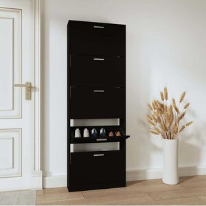 vidaXL fekete szerelt fa cipősszekr&eacute;ny 59 x 17 x 169 cm