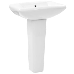 vidaXL szabadon &aacute;ll&oacute; feh&eacute;r ker&aacute;mia mosd&oacute;kagyl&oacute; l&aacute;bbal 580x470x200 mm