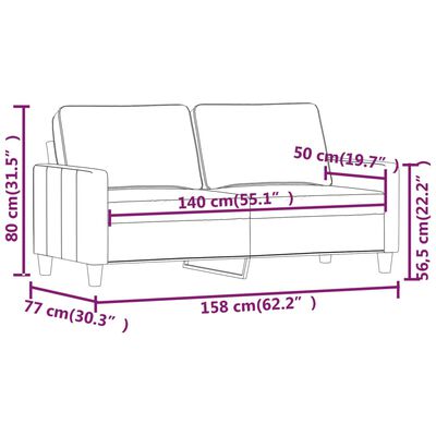 vidaXL kétszemélyes világosszürke bársony kanapé 140 cm