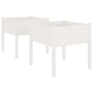 vidaXL 2 db feh&eacute;r t&ouml;m&ouml;r fenyőfa kerti vir&aacute;gtart&oacute; 70 x 70 x 70 cm