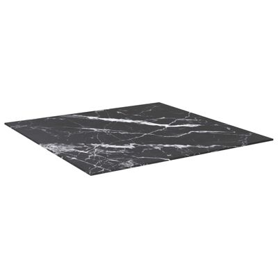 vidaXL fekete edzett üveg asztallap márványdizájnnal 80 x 80 cm 6 mm