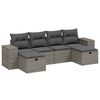 vidaXL 6 r&eacute;szes sz&uuml;rke polyrattan kerti &uuml;lőgarnit&uacute;ra p&aacute;rn&aacute;kkal