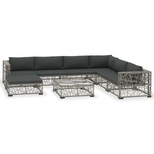 vidaXL 8-r&eacute;szes sz&uuml;rke polyrattan kerti b&uacute;torszett p&aacute;rn&aacute;kkal