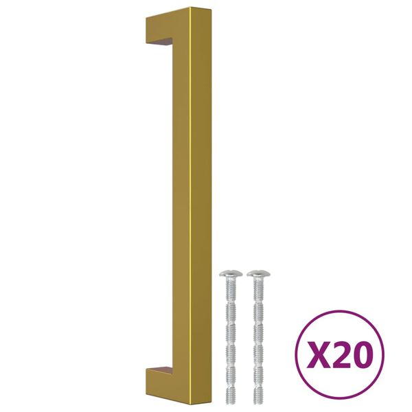 vidaXL 20 db aranysz&iacute;nű rozsdamentes ac&eacute;l szekr&eacute;nyfoganty&uacute; 160 mm