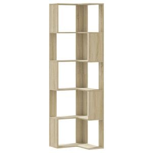 vidaXL 5 szintes sonoma t&ouml;lgy szerelt fa sarok k&ouml;nyvespolc 50x50x179cm