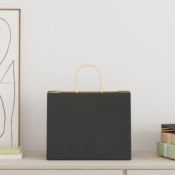 vidaXL 50 db fekete pap&iacute;rzacsk&oacute;k foganty&uacute;kkal 32x22x24 cm