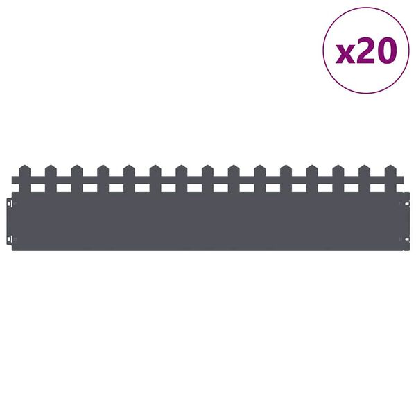 vidaXL Gyepszeg&eacute;lyek 20 pcs Antracit 103 x 0,05 x 22 cm Ac&eacute;l