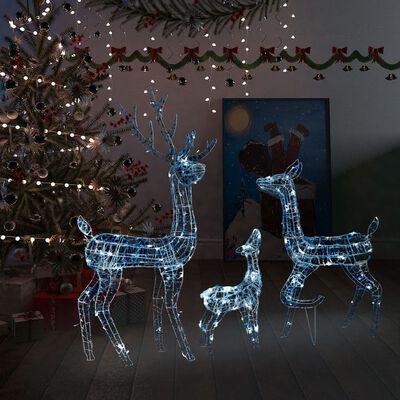 vidaXL 300 LED-es hideg fehér akril karácsonyi rénszarvascsalád