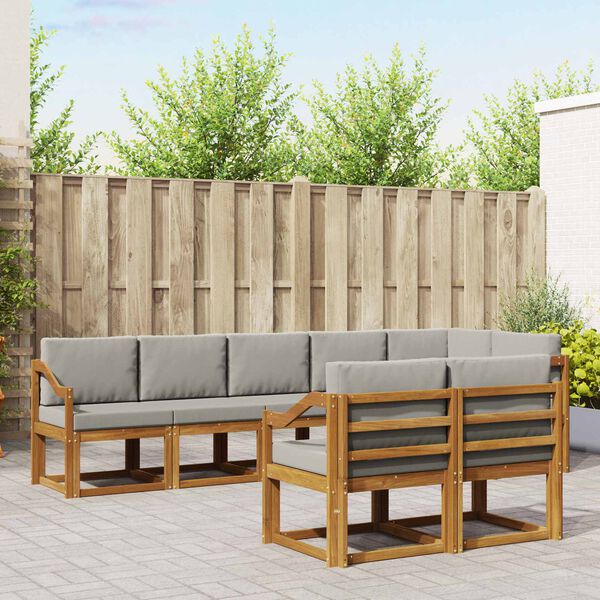 vidaXL K&uuml;lt&eacute;ri kanap&eacute; szett 8 pcs Term&eacute;szetes &eacute;s Vil&aacute;gossz&uuml;rke