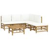 vidaXL 6 részes bambusz kerti ülőgarnitúra krémfehér párnákkal