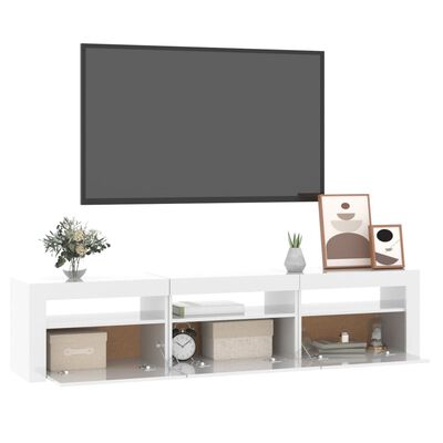 vidaXL magasfényű fehér TV-szekrény LED lámpákkal 180x35x40 cm
